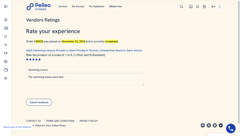 11.	Click “Submit Feedback".
