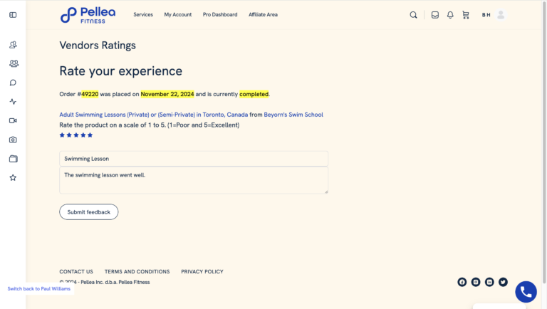 15.	Click “Submit Feedback".