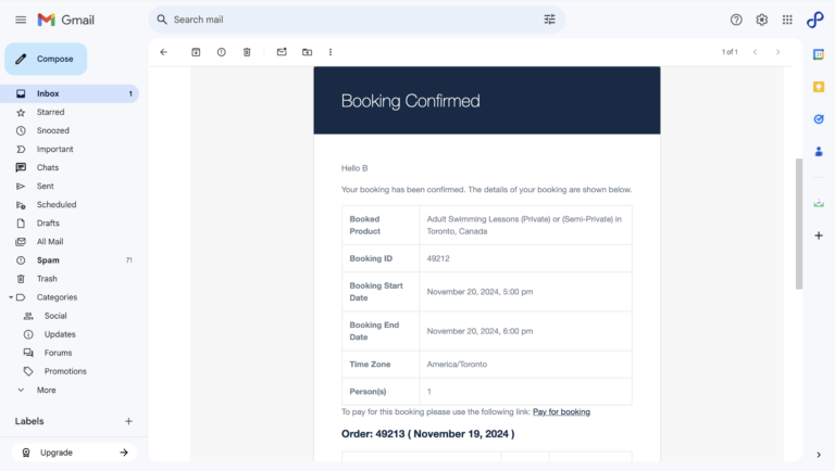 47.	Click the "Pay for booking" link in the booking confirmed email.