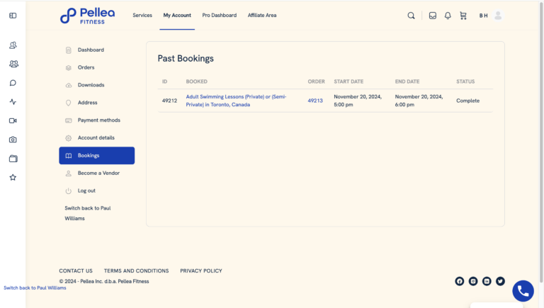 75.	Note details in the past booking section.