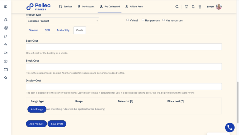 16.	Click the ”Cost” sub-tab.