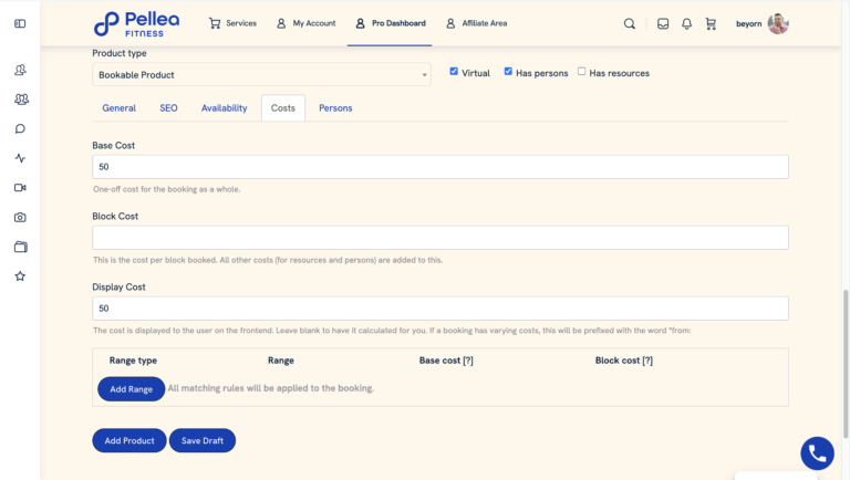 30.	Click the ”Cost” sub-tab.