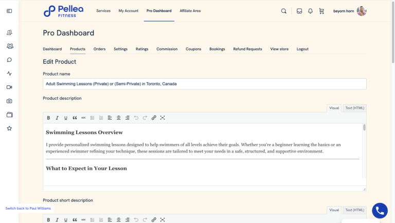 53.	Change the edit product section.