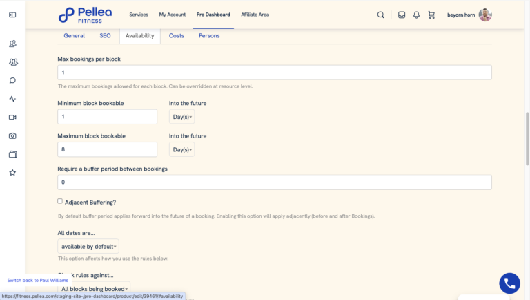 59.	Click the ”Availability” sub-tab.