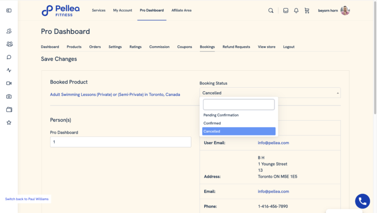 9.	Select “Cancelled” in the booking status drop-down.
