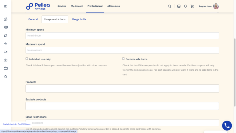 14.	Click the “Usage Restrictions” sub-tab.