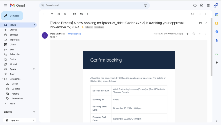 6.	Review the confirm booking email.
