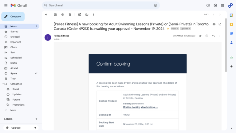 6.	Review the confirm booking email.