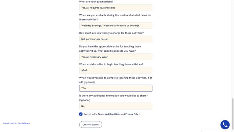 14.	Click “Create Account”.