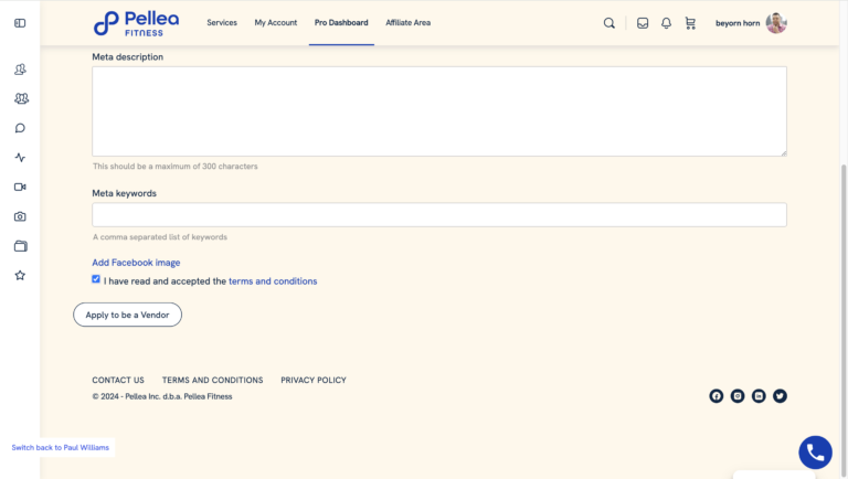 20.	Click “Apply to be a Vendor”.