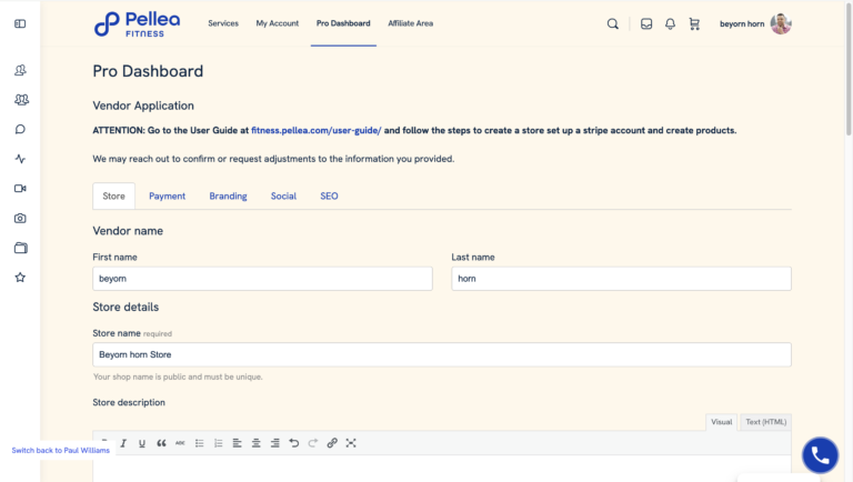 5.	Or go to https://fitness.pellea.com/pro-dashboard/.