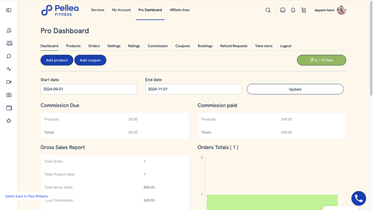 6.	Or go to https://fitness.pellea.com/pro-dashboard/.