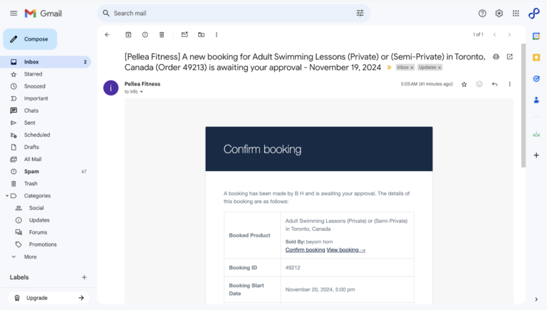 6.	Review the confirm booking email.