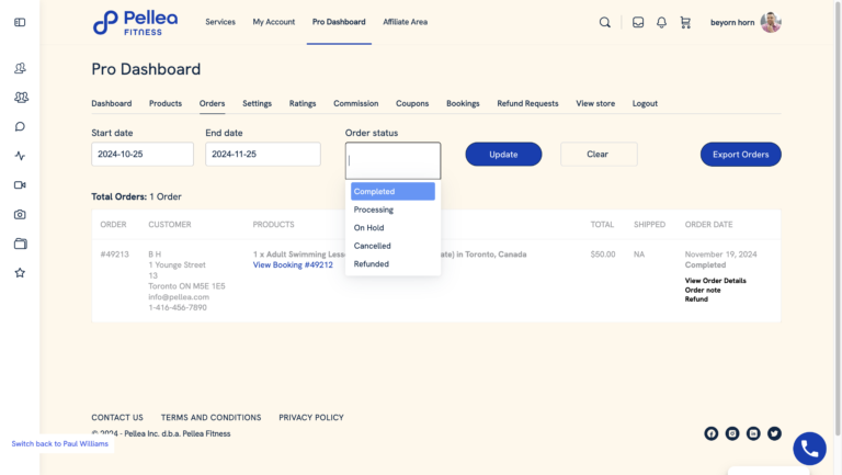 10.	Click the order status field, and select “Complete”.