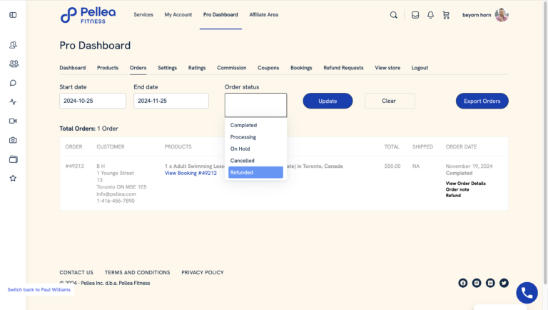 18.	Click the order status field, and select “Refunded”.