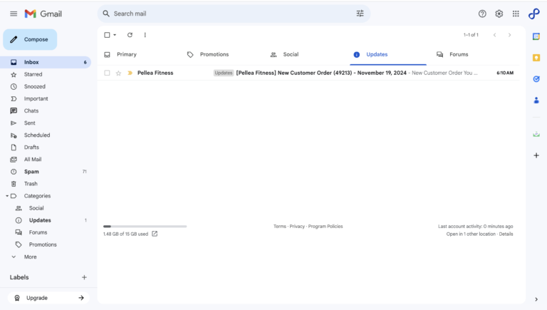 5.	Check your email account for the new customer order email.
