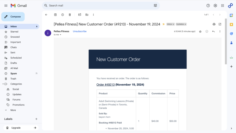 8.	Click on the “Order #49213” link in the new order email.