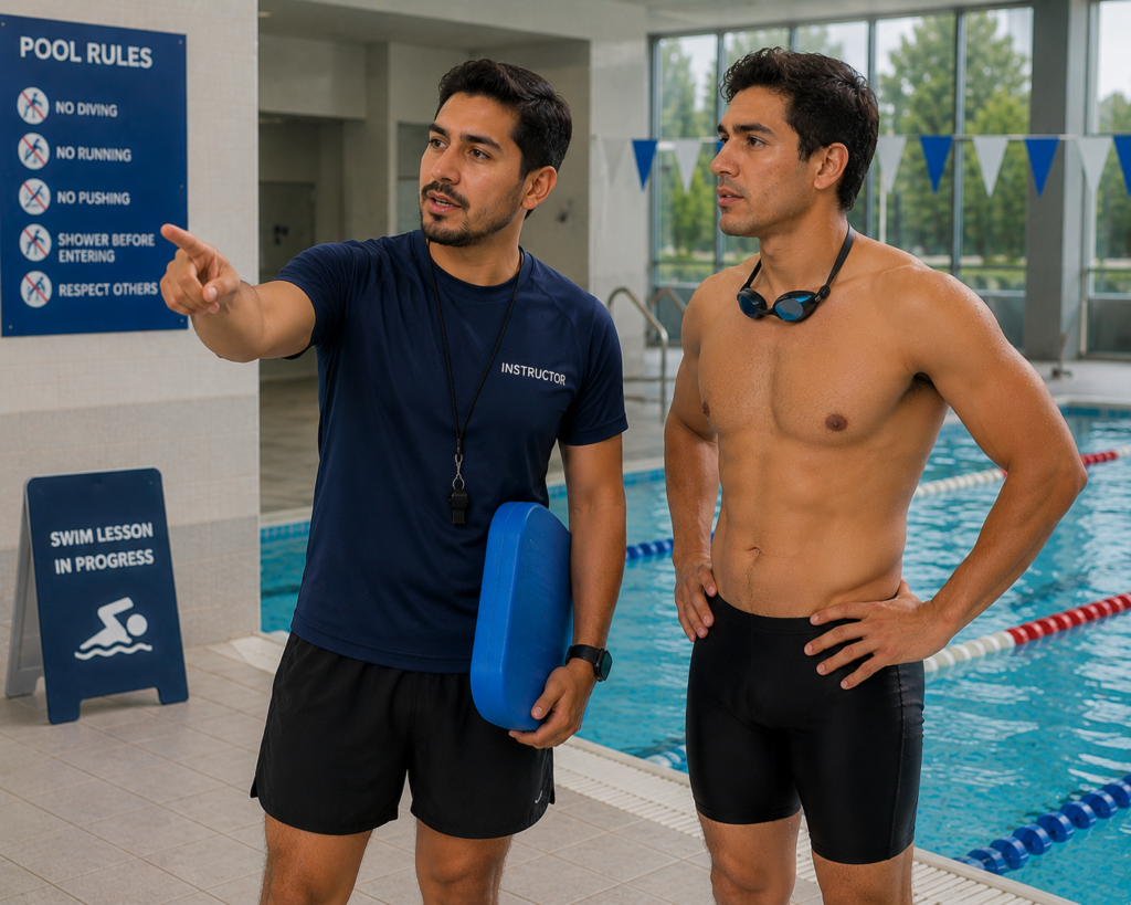 Pellea Fitness - Toronto Canada - Swimming Activity - Swim Instructor Preparing Swimmer
